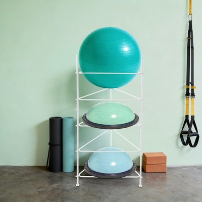 White 5-Tier Exercise Balance Ball Storage Rack for Home, Gym, Studios 68*155cm
