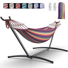 Double Hammock with Heavy-Duty Steel Stand,Portable,Easy Assembly,600lbs Weig...