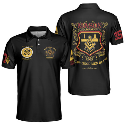Customize Lodge Name Freemasonry 357 Prince Hall Making Good Polo Shirt S-5XL