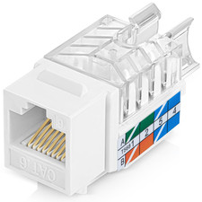 Everest 45 Degree RJ45 Cat6 Keystone Jacks Slim Profile 100-Pack White