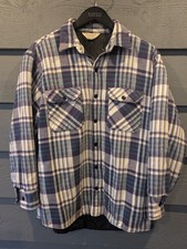 Vintage Frostproof Jacket Mens Large Blue Plaid Quilted Flannel Lined USA 80s
