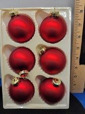 Ball Ornaments Set of 6 Glass Satin Red 3in 350