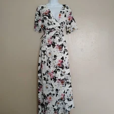 Baltic Born Dress Medium Flowy Floral Wrap Maxi Boho Cottage Core Beach New
