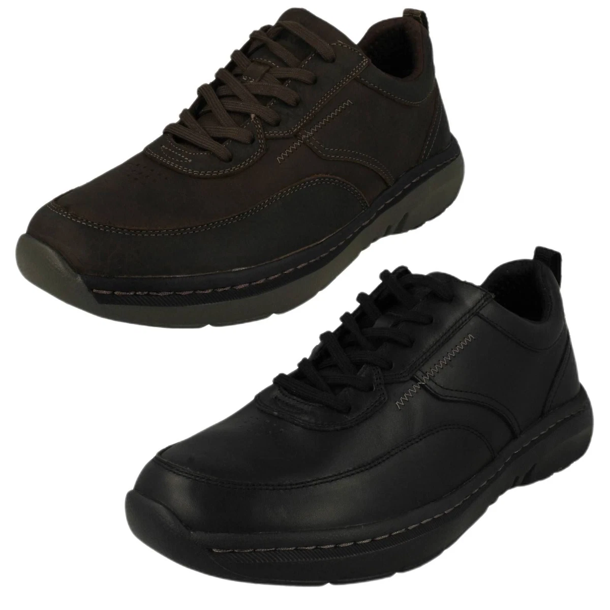 MENS CLARKS LACE UP LEATHER SLIP RESISTANT LIGHT WEIGHT SHOES CLARKSPRO LACE