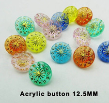 Pkg of 10 Assorted Colors ROUND Acrylic Shank Buttons 1/2" 12.5mm Craft 1995