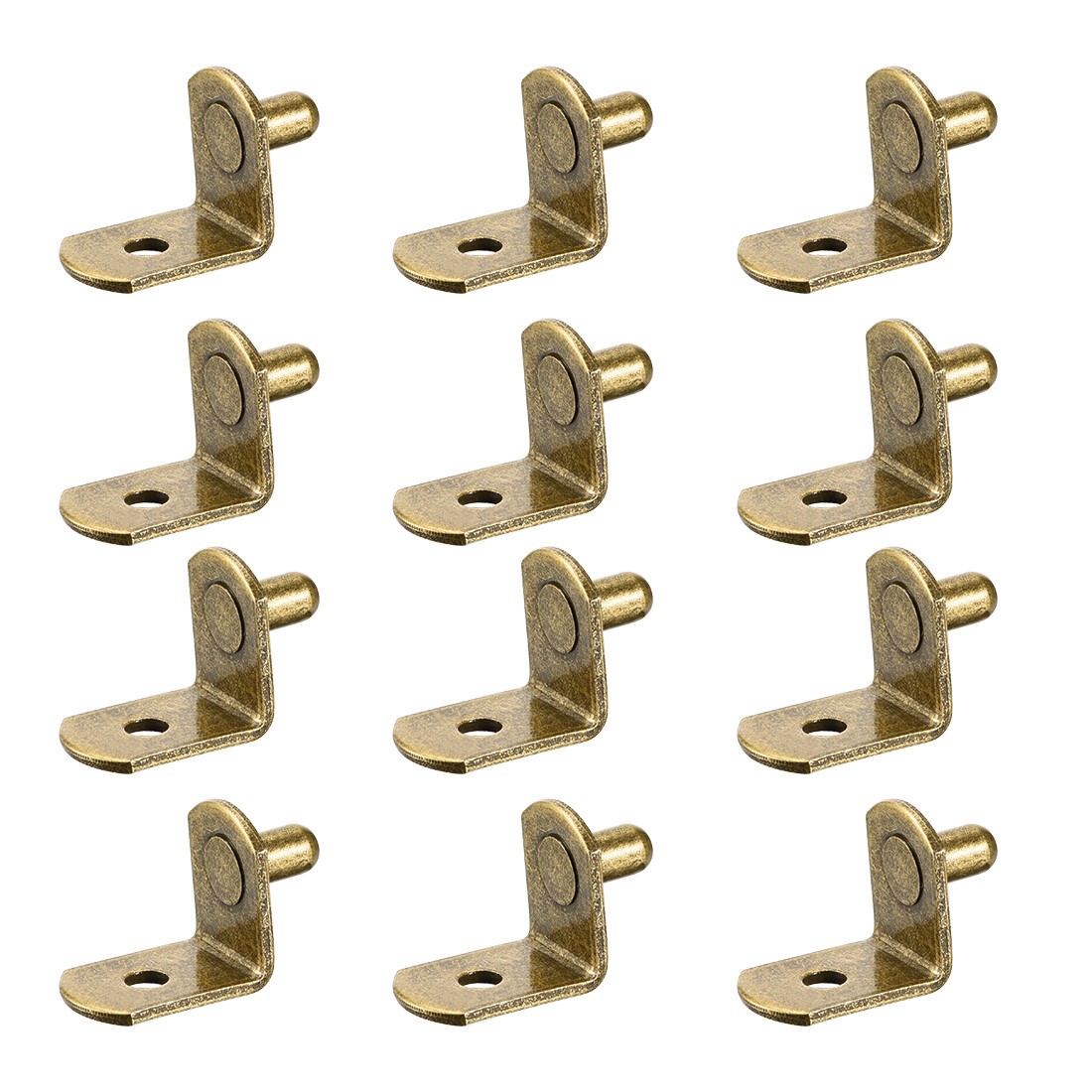 Bronze 5mm L-Shaped Shelf Support Pegs - 50pcs Cabinet Bracket Pegs w Hole-image