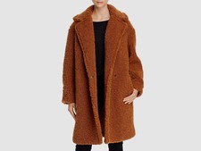 $363 Lost + Wander Women's Brown Nita Teddy Fuzzy Winter Jacket Coat Size S