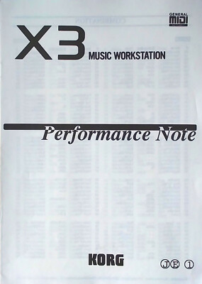Korg X3 Synthesizer Workstation Original Performance Notes Manual Booklet, Japan