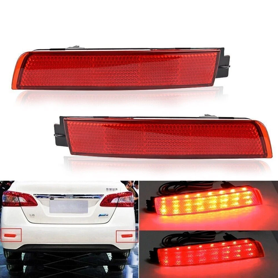 2 luces de señalización reflectoras de parachoques trasero LED lentes rojas para Infiniti FX35 FX50 Nissan Foto 2 de 4