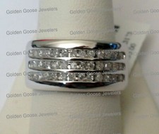 Clearance 10K White Gold Diamond Wedding Ring Band 3 Row 8mm .50 CT Men Round