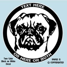 PUG DOG - PERSONALIZED 2 COLOR DECAL / STICKER - D062