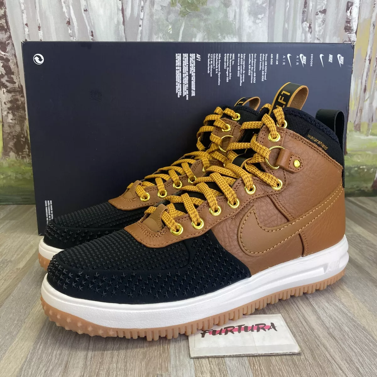 Nike Lunar Force 1 Duckboot Black Brown 805899-202 Men's Size
