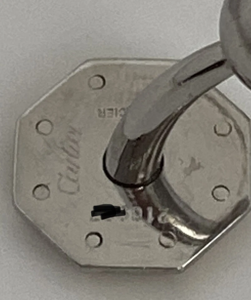 Gemelos Cartier Santos Oro 18k Acero Forma Octágono Motivos Tornillo Bola Foto 3 de 4