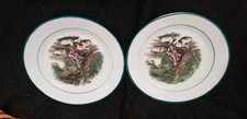 PAIR ANTIQUE PORCELAIN TRANSFERWARE TOY CHILD'S CHILDRENS PLATES 4 7/8"