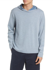Vince Men Jacquard Hoodie Morning Blue Dove Grey Size M