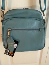 Roma Leathers #7023 Concealed Carry "lock/key" Square Crossbody Bag - Light Blue