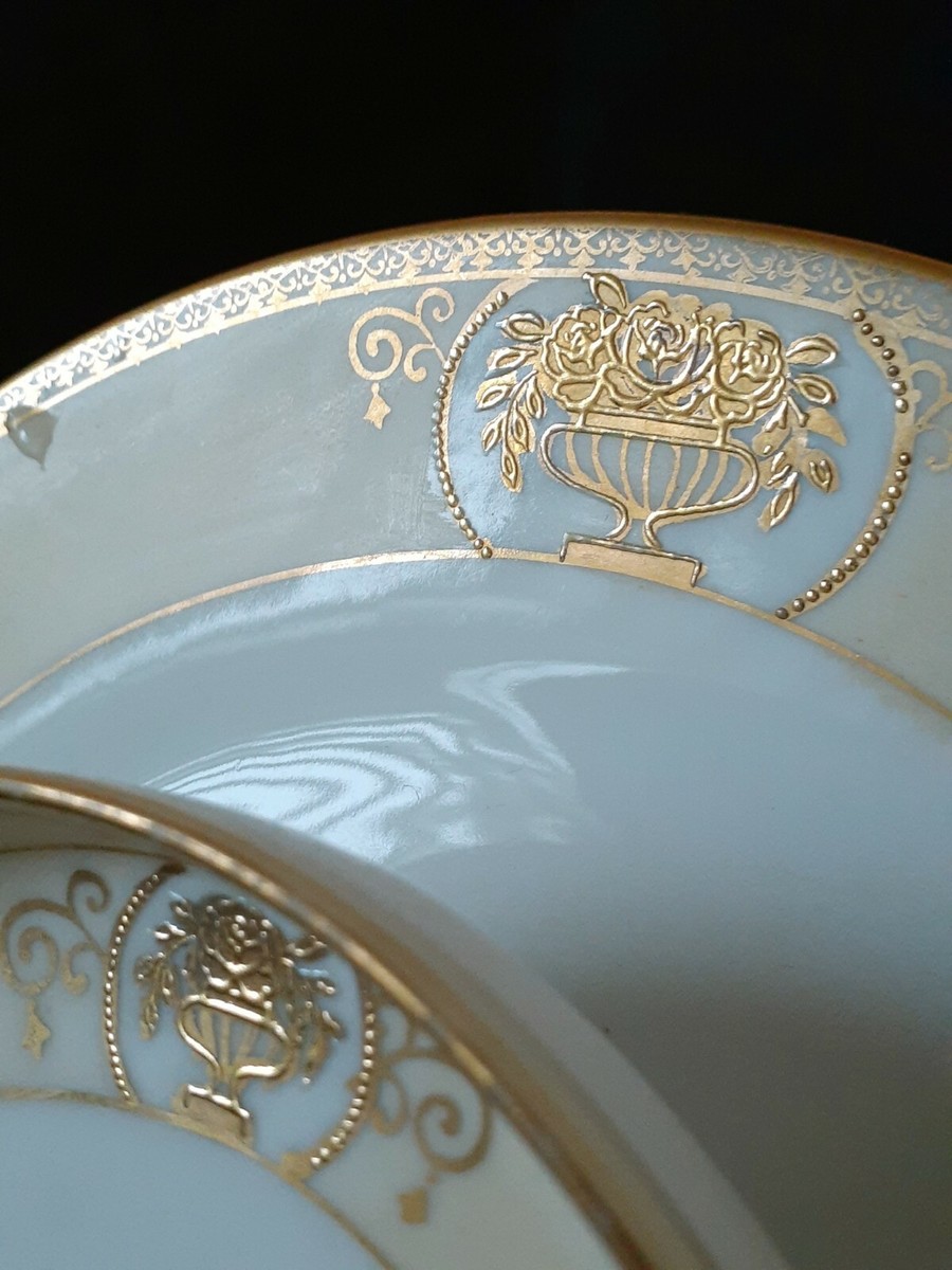 Antique Noritake Japan hand gilded porcelain dish marked M