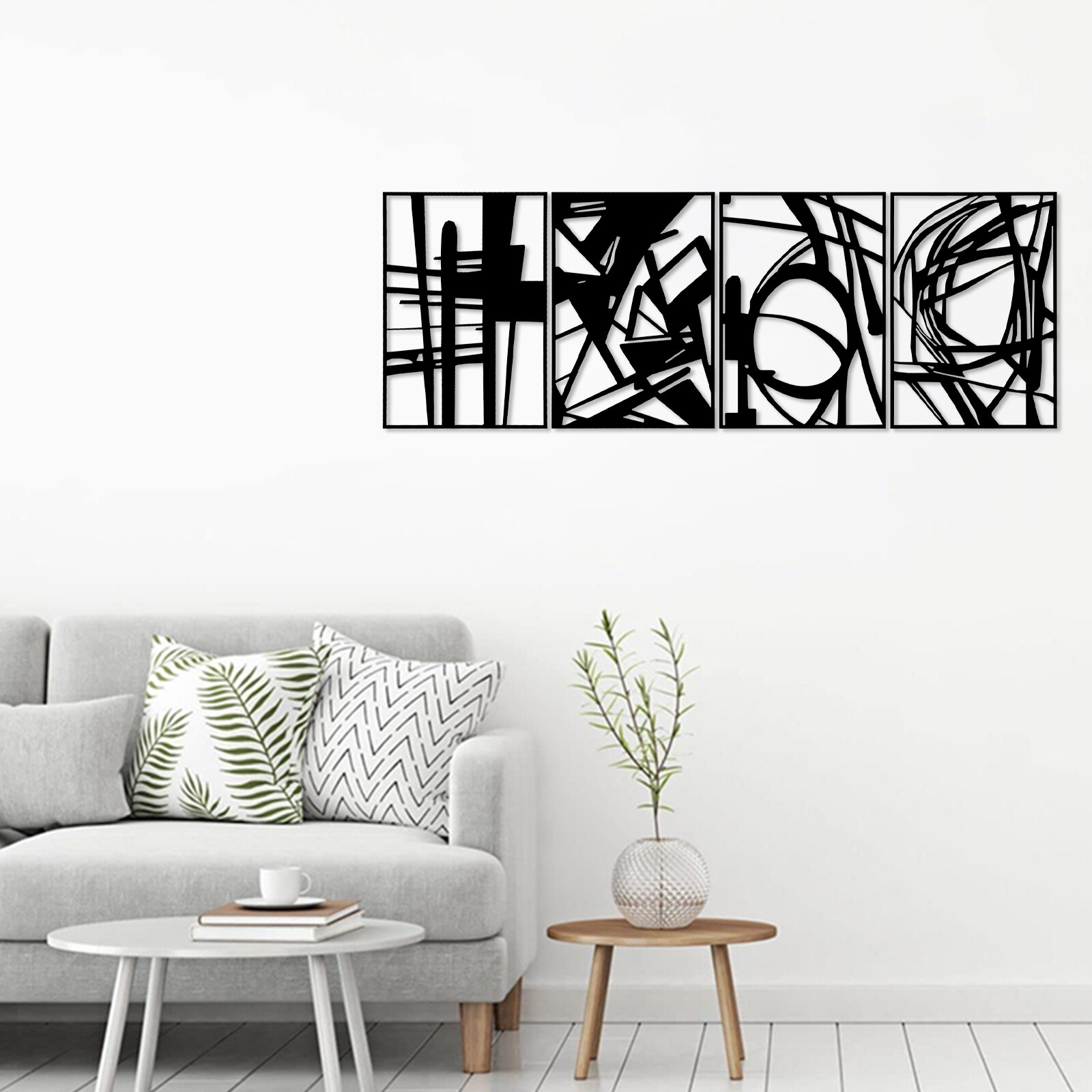 4PCS Minimalist Abstract Metal Wall Art Decor for Home Garden Office Living room