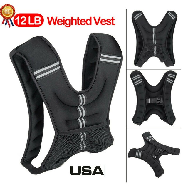 12lb Weighted Vest Integrated Pocket Adjustable Weight Exercise