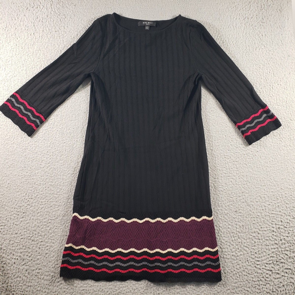 nine west ribbed dress Women's Nine West Rib Crewneck Sleeveless Midi Dress