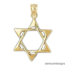 14k Yellow Gold Star of David Pendant