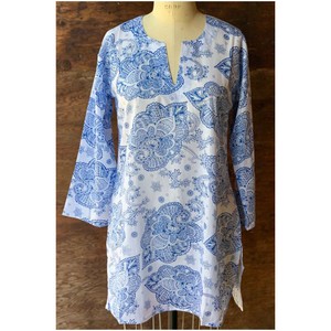 navy and white beach cover up