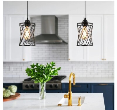 Pendant lights kitchen island,Modern Black Farmhouse Clear Cylinder Pendant...