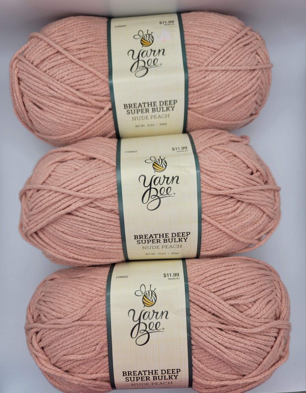 Yarn bee Breathe Deep Super Bulky, Lot of 2, color is Nude Peach, 303