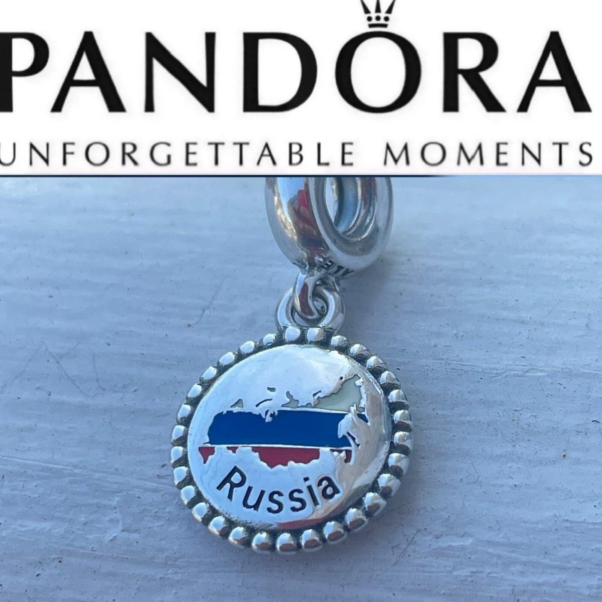 Russia Map Flag Pendant Necklace - Gold Plated Brass Chain With Black Rope, 24K Gold Finish