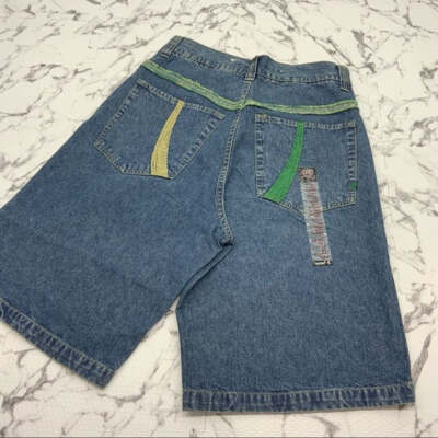Men's Vokal by Nelly Mid Blue | Yellow | Green Denim Shorts NWT | eBay