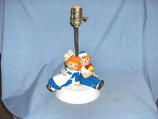  141 - RARE DOLLY TOY COMPANY RAGGEDY ANN AND ANDY LAMP BASE WITH NIGHTLIGHT
