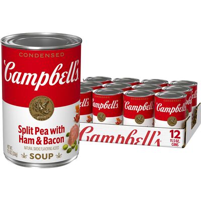 Campbell's Condensed Split Pea Soup with Ham and Bacon 11.5 oz Pack of 12
