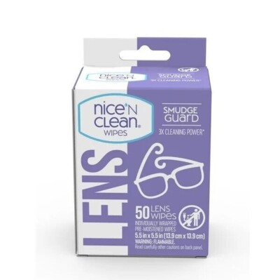 Nice N CLEAN SmudgeGuard Eyeglass Cleaner, Lens Wipes (50)