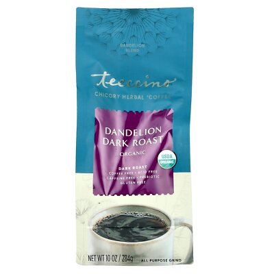 Organic Chicory Herbal Coffee, Dandelion, Dark Roast, Caffeine Free, 10 oz (284