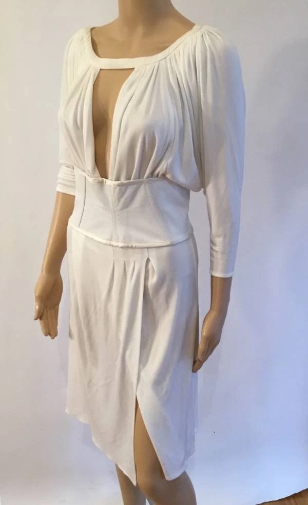 ABITO DA CINTURA GIANNI VERSACE CON SCOLLO IN PELLE TAGLIA 40