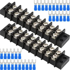 Dual Row Terminal Block Set with 32 Heat Shrink Wire Connectors, 8 Circuits