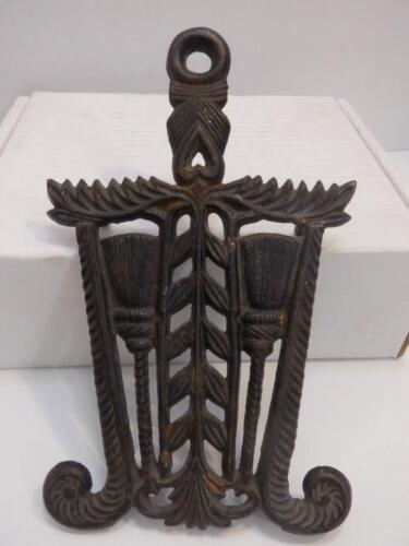 Vintage Cast Iron Brooms & Leaves Trivet 8 1/2" Long - By Wilton - Picture 1 of 1