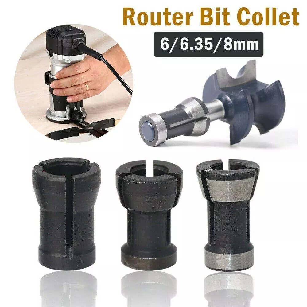6mm 6.35mm 8mm Router Bit Extension Spare Collet Chuck DIY Adapter