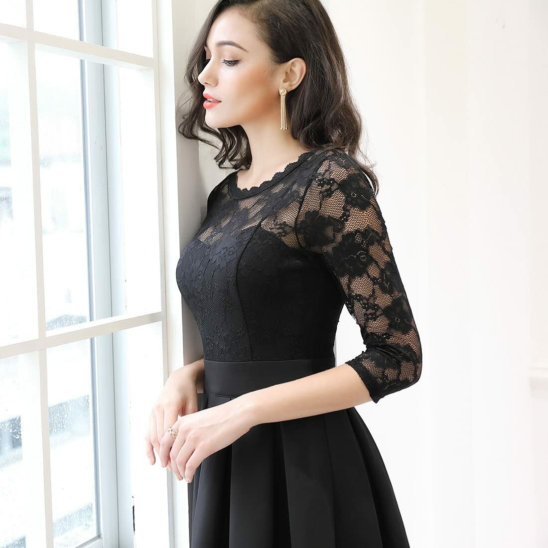 Miusol Women's Vintage Floral Lace 2/3 