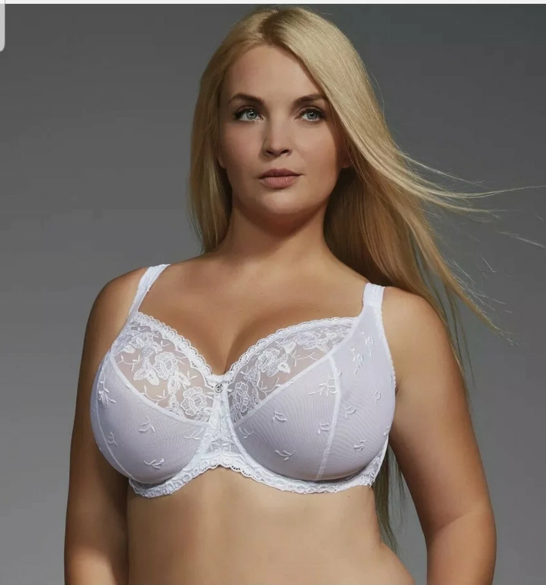 New Kris Line Women's Brillant plus size White Soft cup bra size 30 JJ Sexy