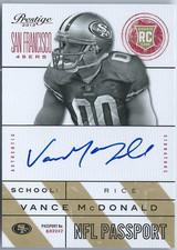 2013 Prestige NFL Passport Autographs #32 Vance McDonald RC Auto