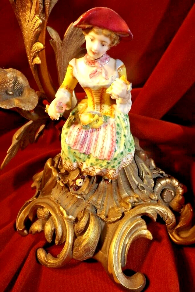 Excepcionalmente RARO 1830s MINTON HP Porcelana Bronce Candelabro PIEZAS DE LIBRO Foto 4 de 4