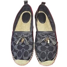 COACH SLIP ON CARSON ESPADRILLE FLATS SHOES IN DENIM BLUE SIZE 11 SO COMFY