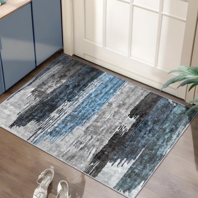 Modern Abstract Area Rug 2x3 Washable Small Entryway Rug, Non-Slip Low Pile T...