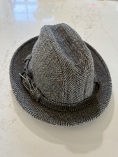 Vintage 80s KANGOL Design Wool Herringbone Fedora Hat Made in USA Size M