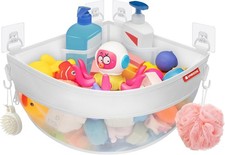 4.32 Gallons Corner Mounted Bath Toy Storage Holder, Mesh Shower Caddy