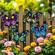 17CM Metal Butterfly Sculpture Home Fence Garden Decor Wall Art Hanging Ornament