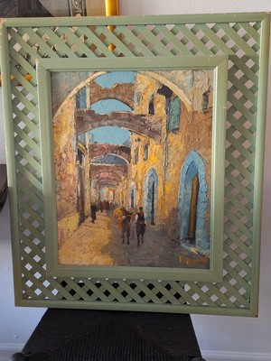 Iraqi Middle East Oil Painting Maurice Haddad Hand Framed Christie's Auction Art