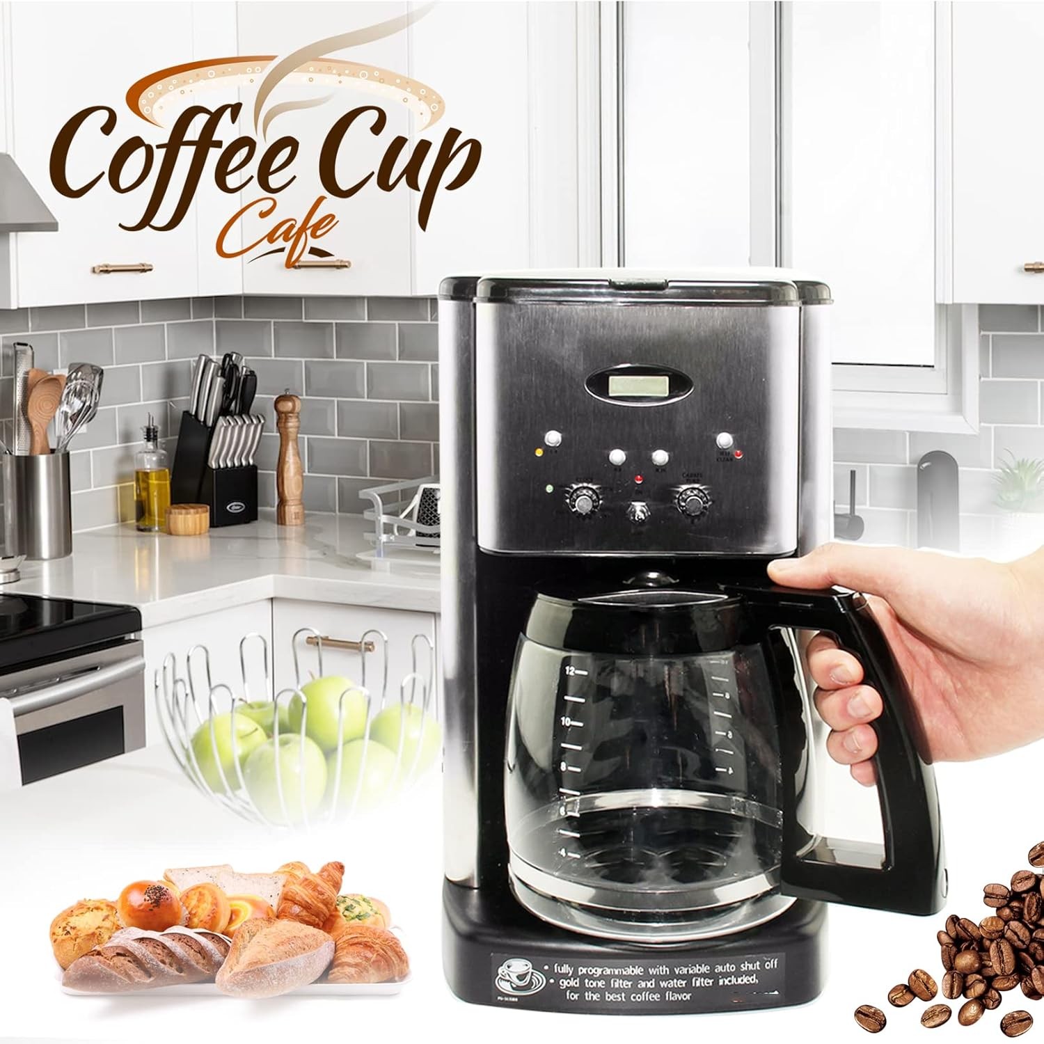 12-Cup Replacement Glass Coffee Carafe for Cuisinart Coffee Maker Models