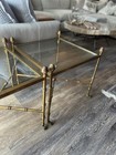 Mid Century Faux Bamboo Hollywood Regency Brass Square Side Tables (18" tall) — photo 9